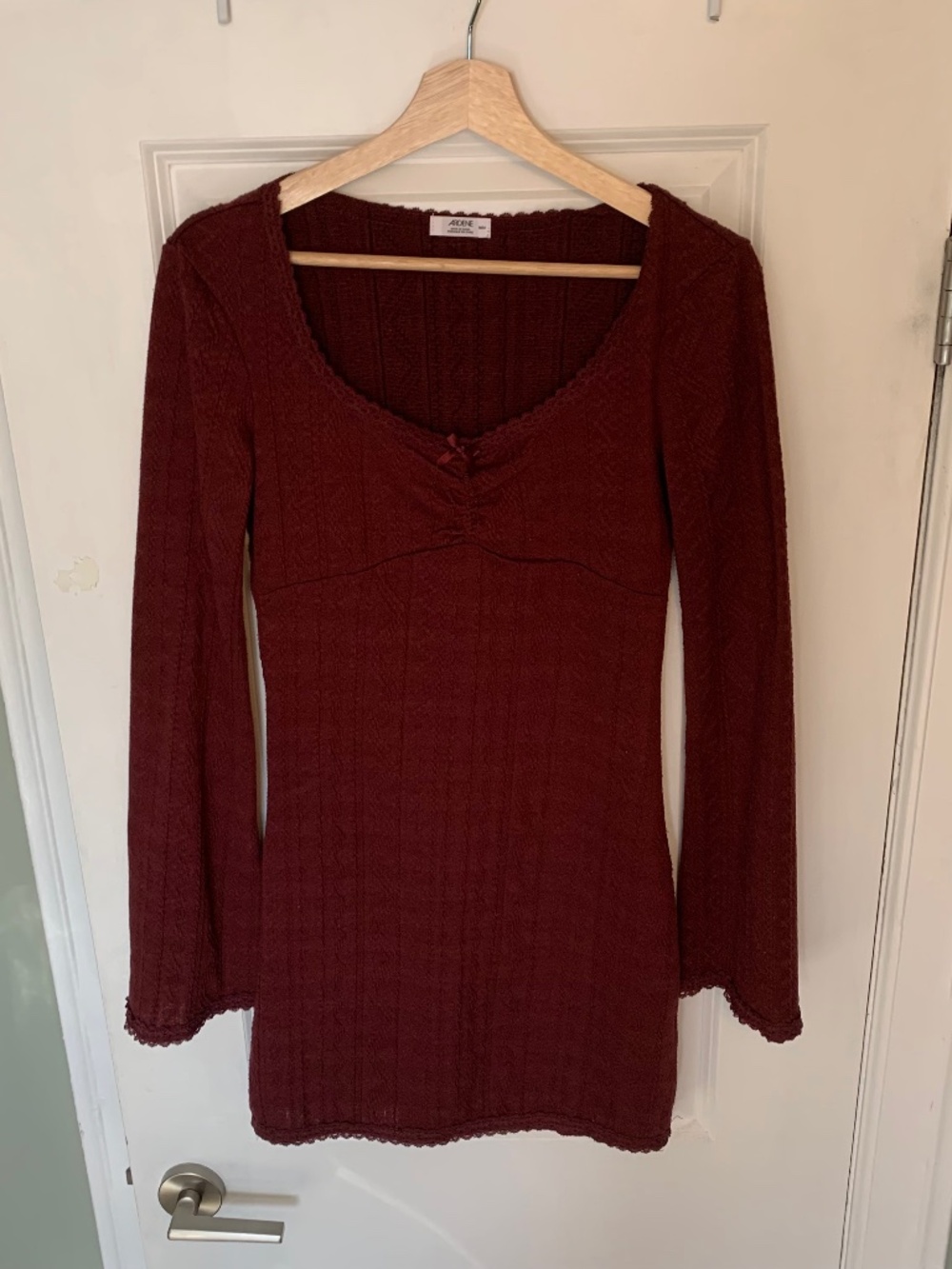 Burgundy Very Light Knit Sweater Dress Fall Dress Short Knit Dress Size Medium